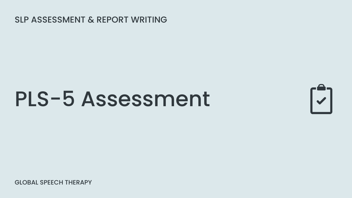 PLS-5 preschool language assessment cover with clipboard icon