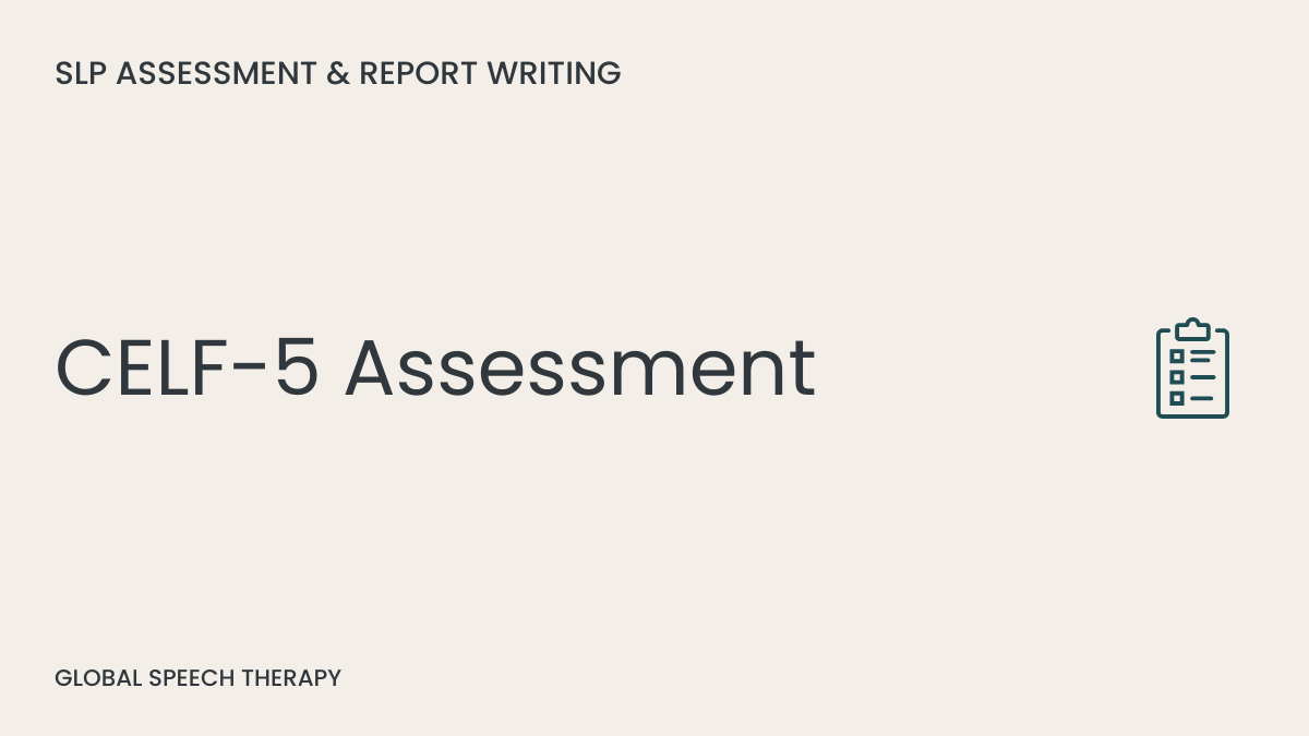 CELF-5 language assessment cover with clipboard icon