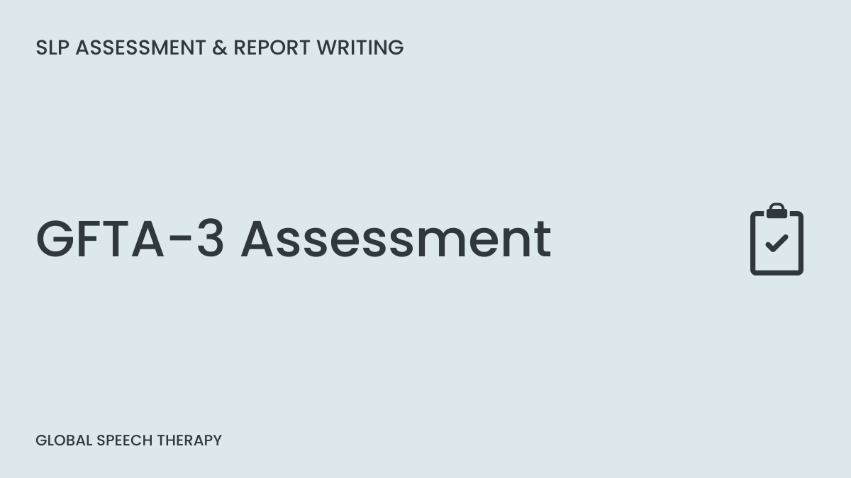 GFTA-3 articulation assessment cover with clipboard icon