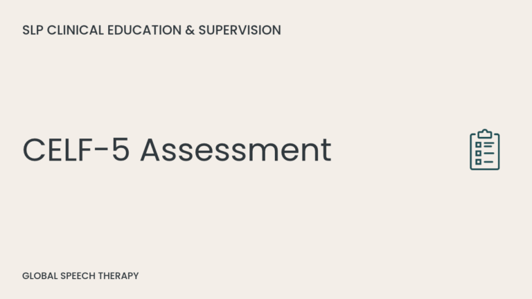 CELF-5 Assessment cover graphic with clipboard icon
