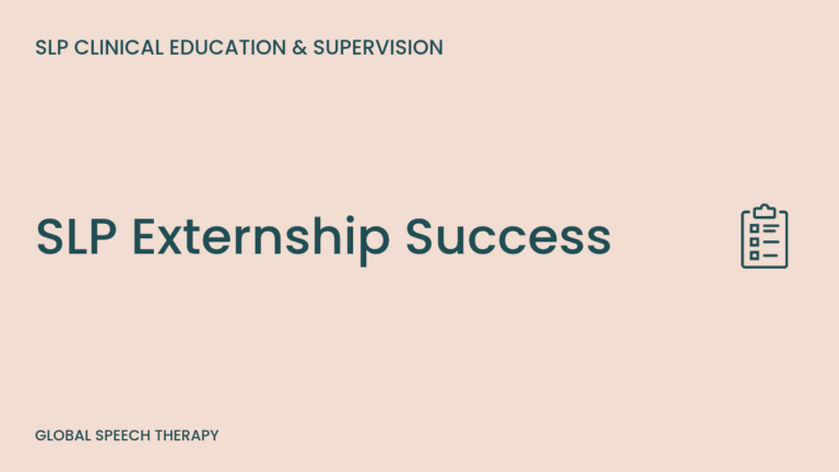 Clipboard icon representing SLP graduate student externship preparation and supervision