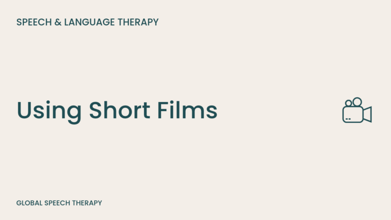 Movie reel outline short films for speech therapy.