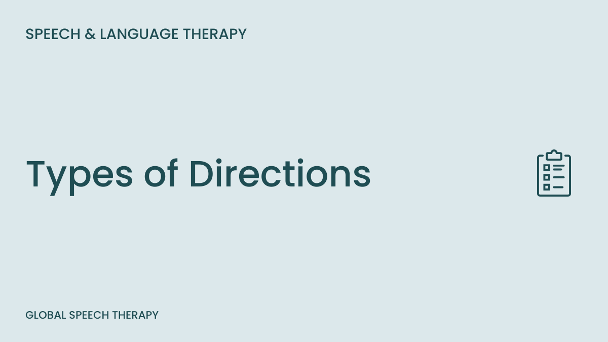 Types of Directions speech therapy blog cover with a checklist icon